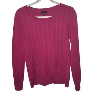 Talbots Women's Fuschia Pink Wool Blend Cable Knit Sweater Size Small Petite